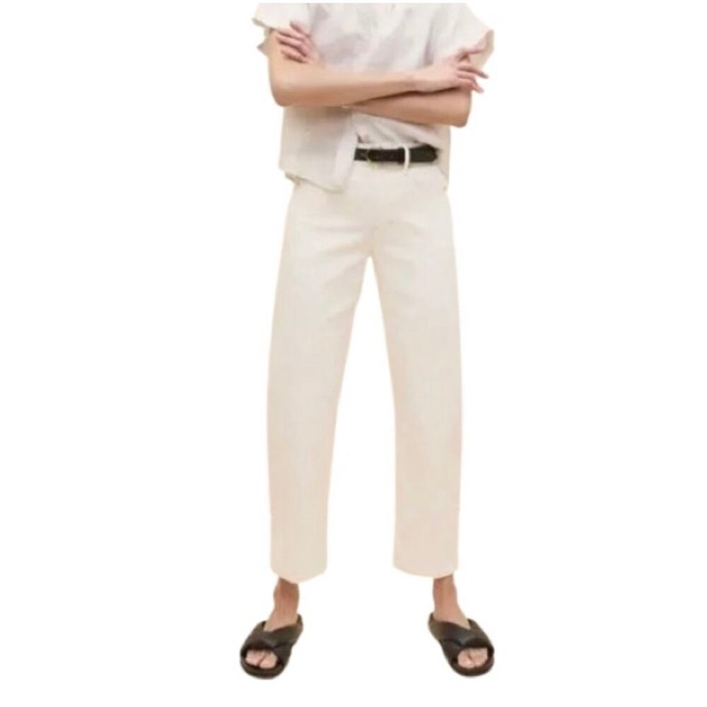 AYR The Knockout Barrel Leg Jeans Sz 28 Crème Soda Organic Cotton Made in USA